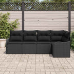 Gartensofa-set Schwarz Poly-Rattan