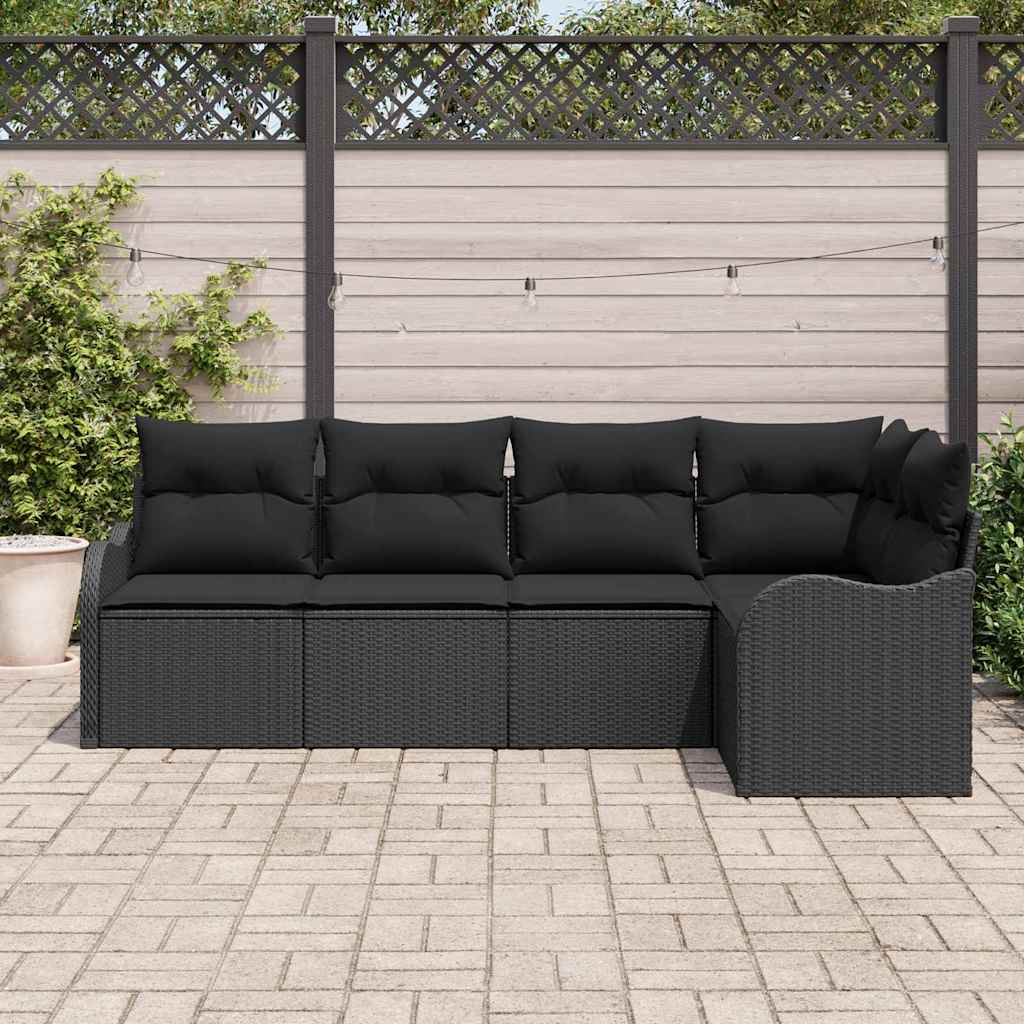 Gartensofa-set Schwarz Poly-Rattan