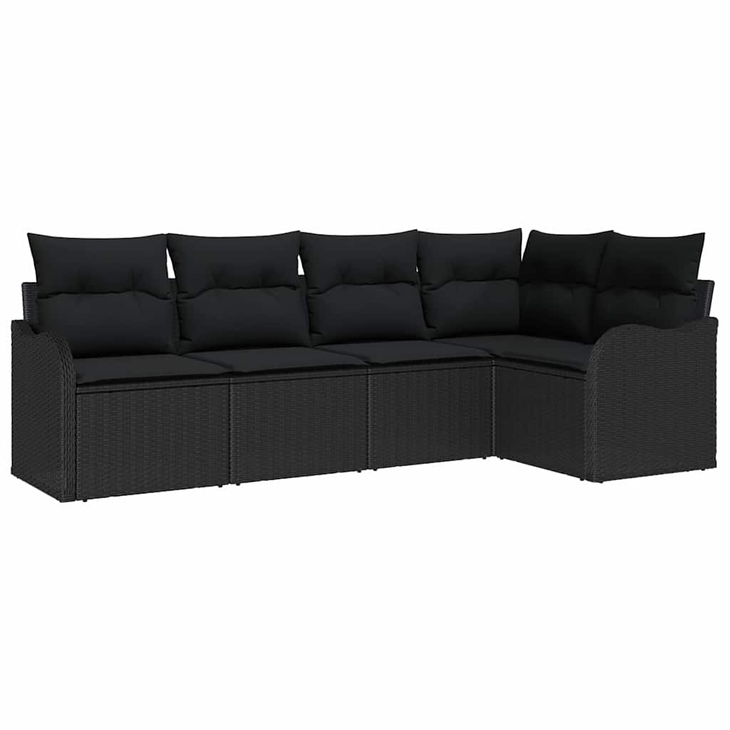 Gartensofa-set Schwarz Poly-Rattan