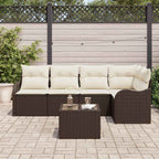 Gartensofa-set 6 pcs Braun Poly-Rattan