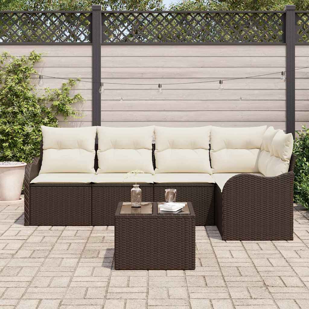 Gartensofa-set 6 pcs Braun Poly-Rattan