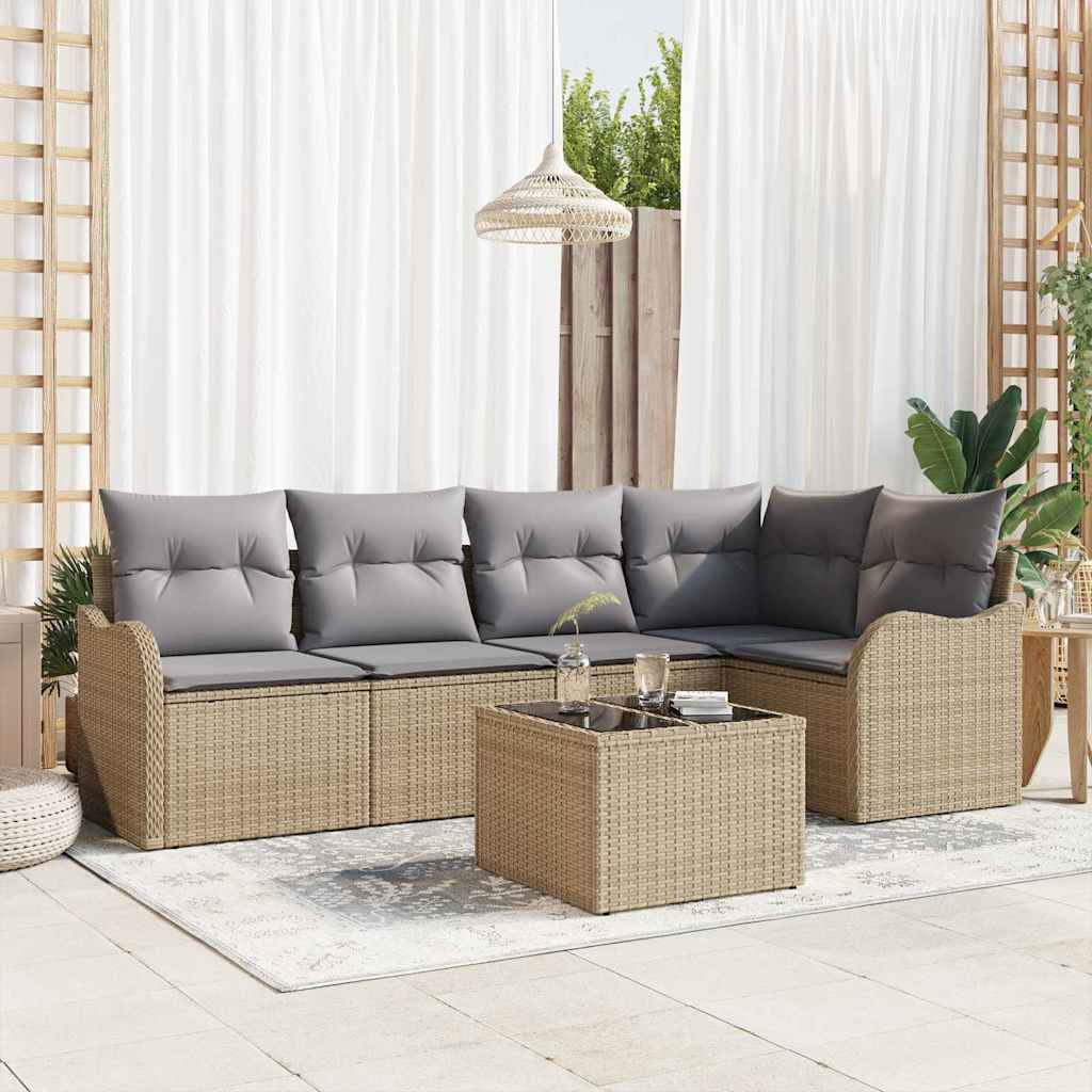Gartensofa-set 6 pcs Beige Poly-Rattan