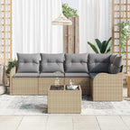 Gartensofa-set 6 pcs Beige Poly-Rattan