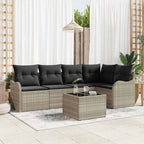 Gartensofa-set 6 pcs Hellgrau Poly-Rattan