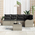 Gartensofa-set 6 pcs Hellgrau Poly-Rattan