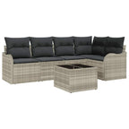 Gartensofa-set 6 pcs Hellgrau Poly-Rattan