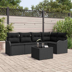 Gartensofa-set Schwarz Poly-Rattan