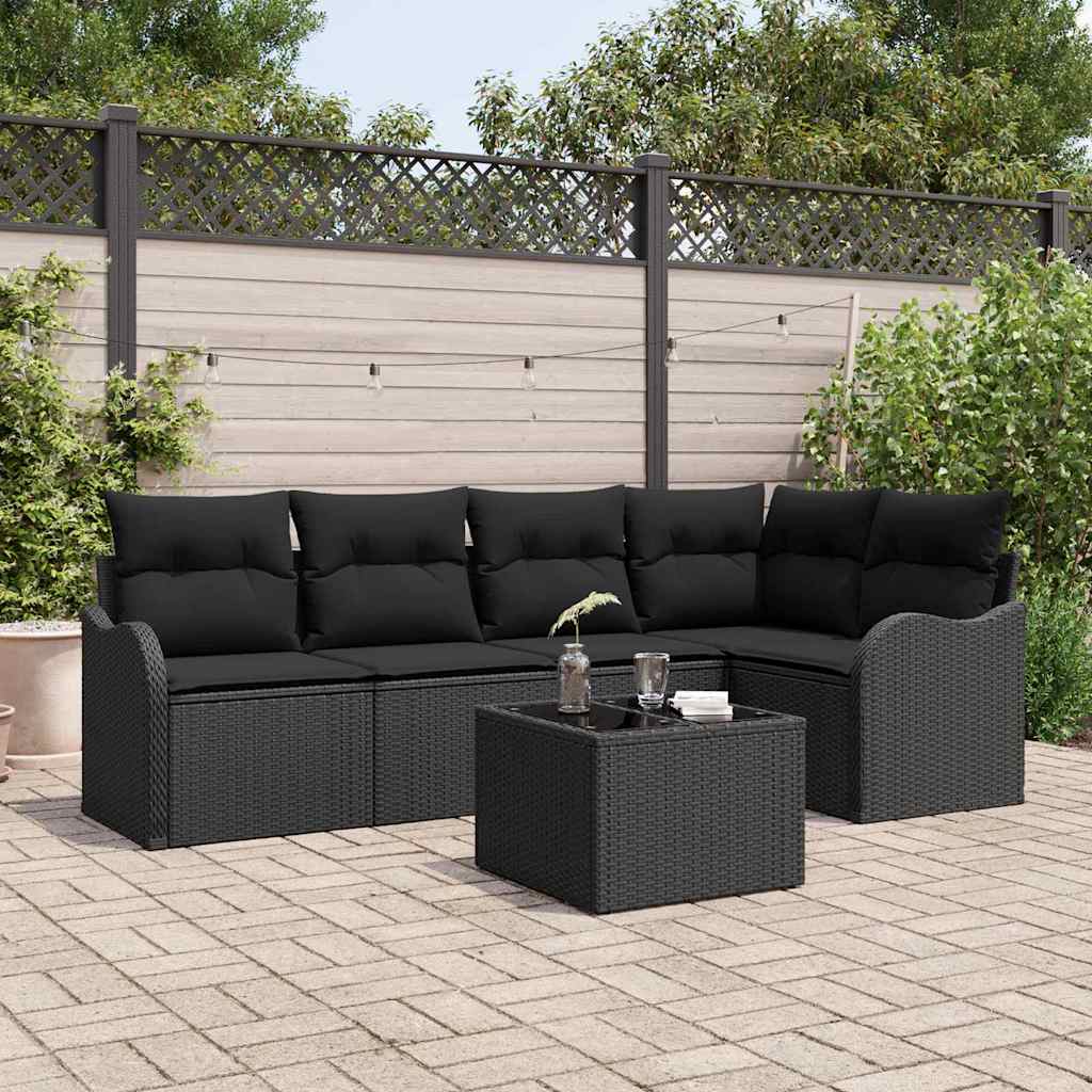 Gartensofa-set Schwarz Poly-Rattan