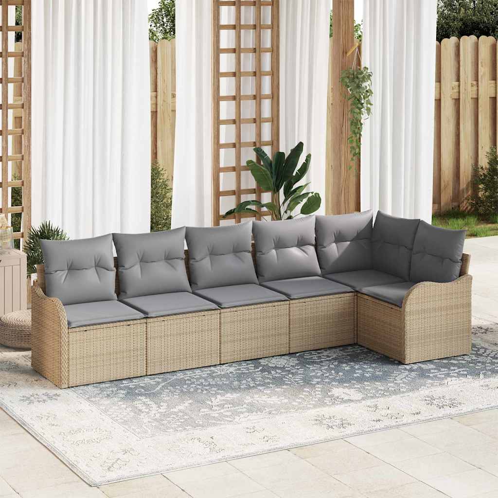 Gartensofa-set 6 pcs Beige Poly-Rattan