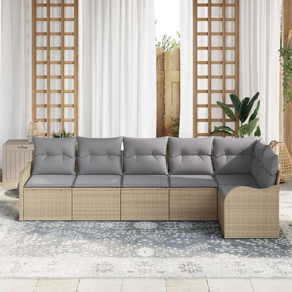 Gartensofa-set 6 pcs Beige Poly-Rattan