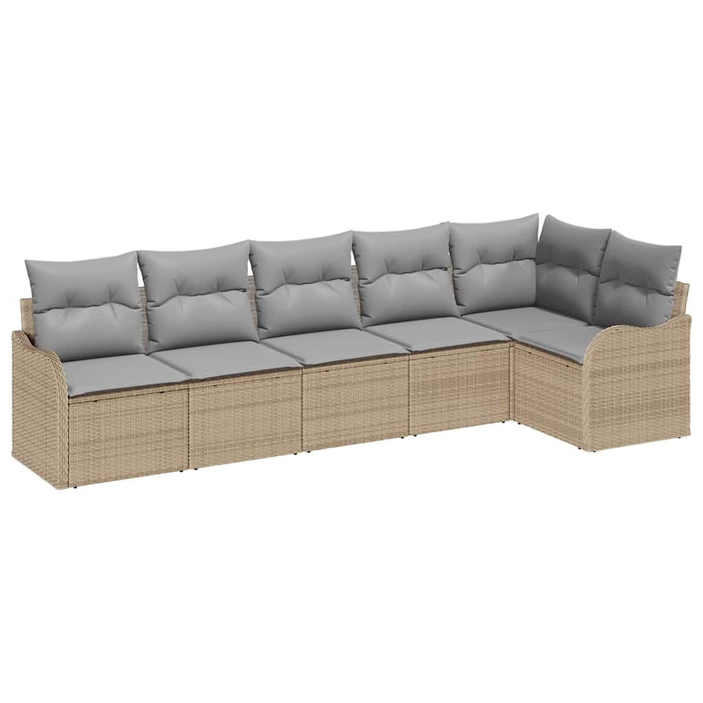Gartensofa-set 6 pcs Beige Poly-Rattan