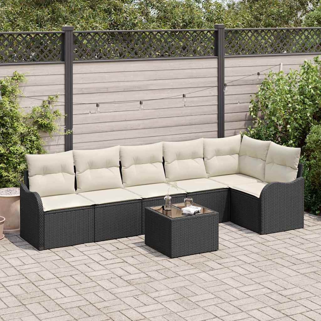 Gartensofa-set Schwarz Poly-Rattan