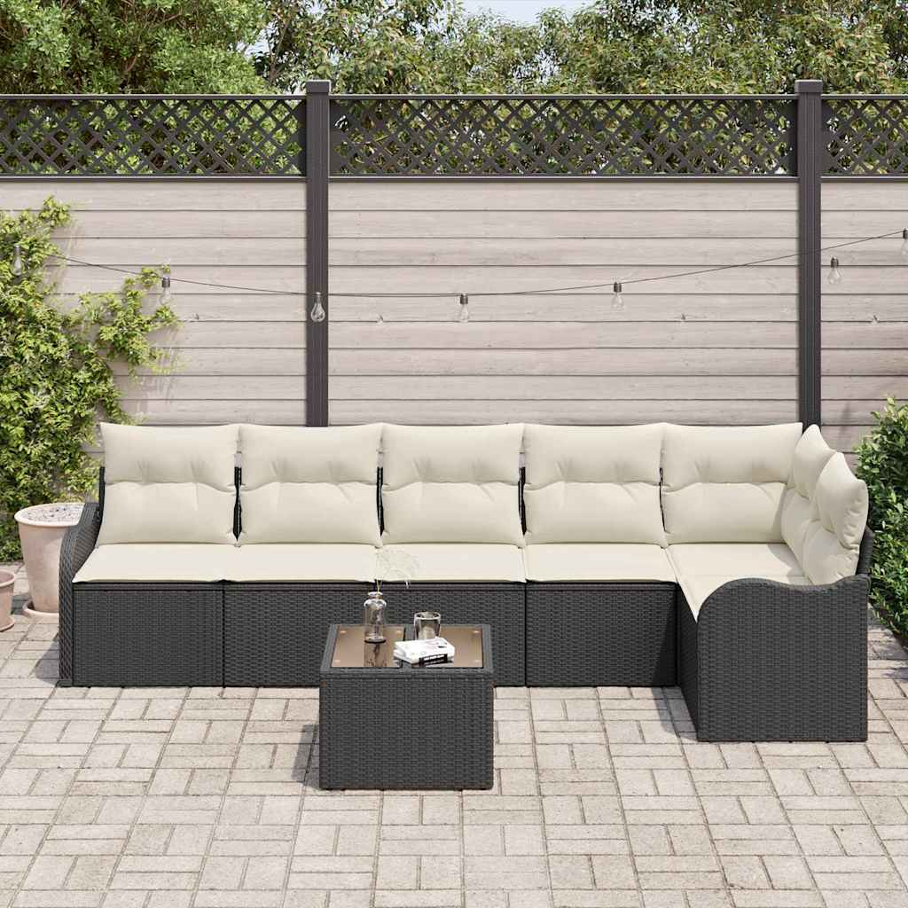 Gartensofa-set Schwarz Poly-Rattan