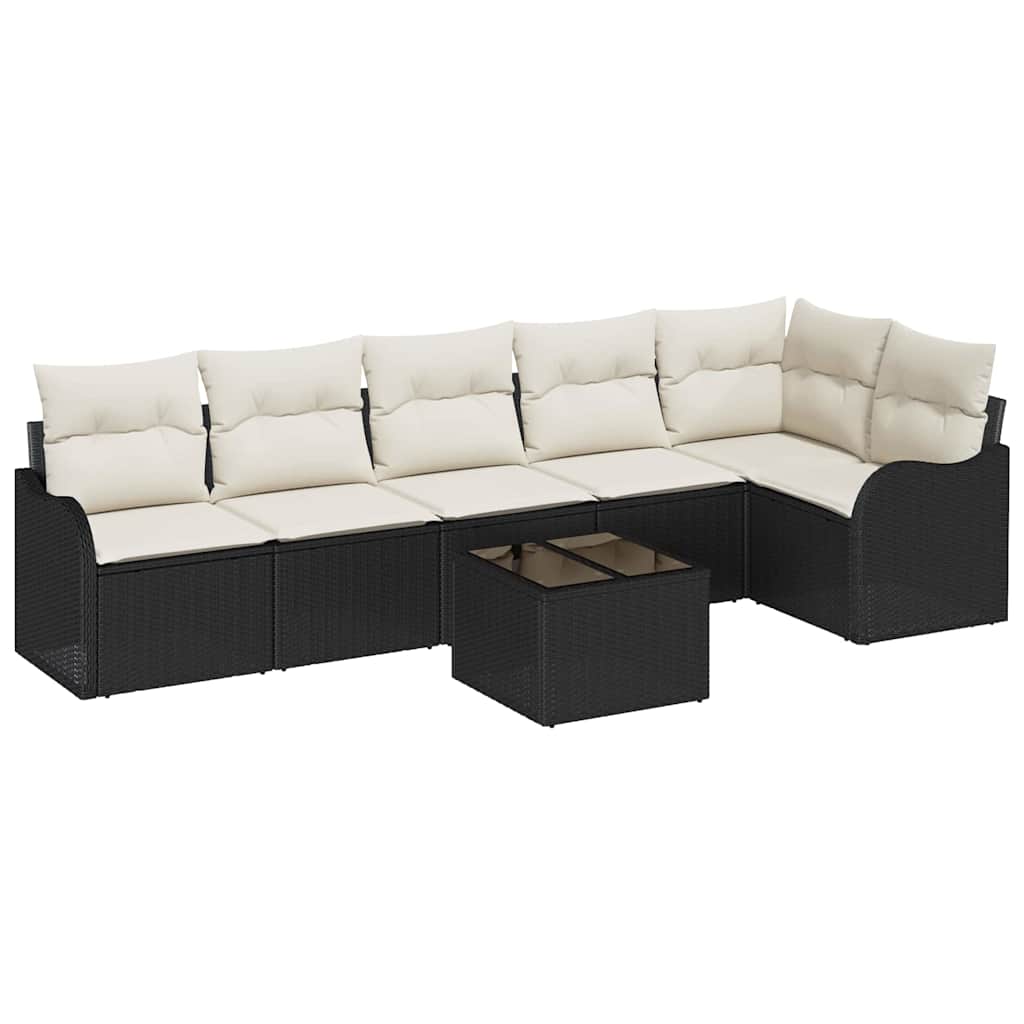 Gartensofa-set Schwarz Poly-Rattan