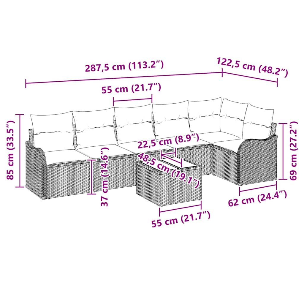 Gartensofa-set Schwarz Poly-Rattan