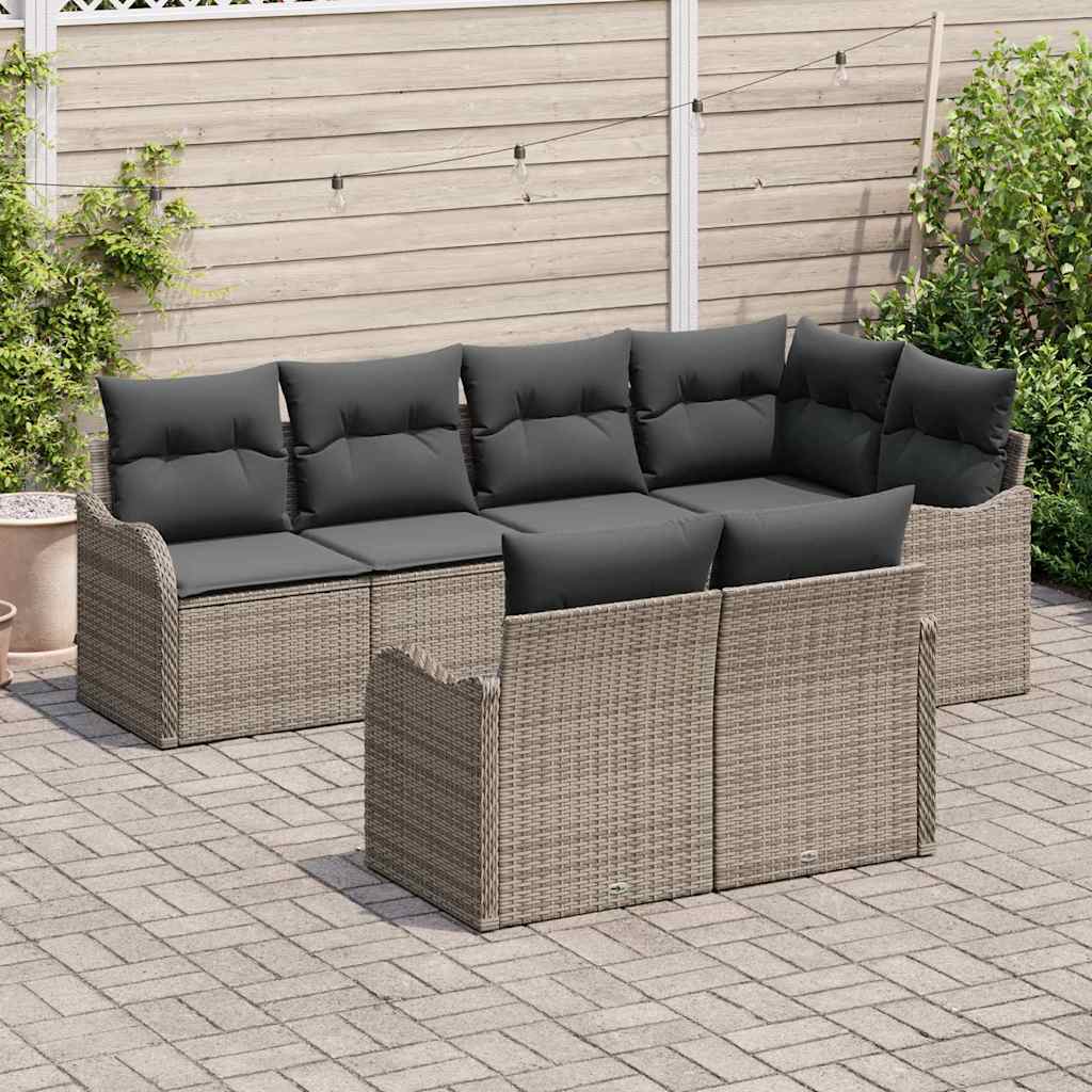 Gartensofa-set Grau Poly-Rattan
