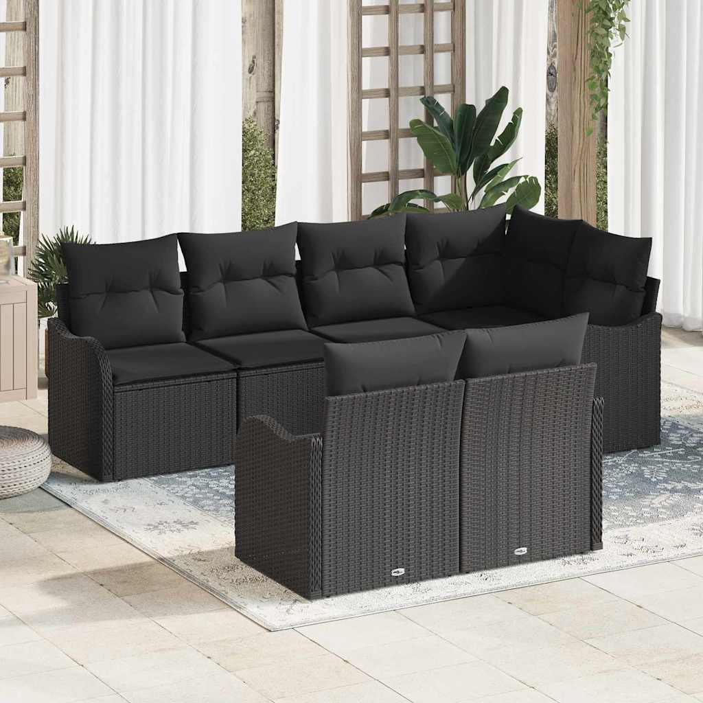 Gartensofa-set Schwarz Poly-Rattan