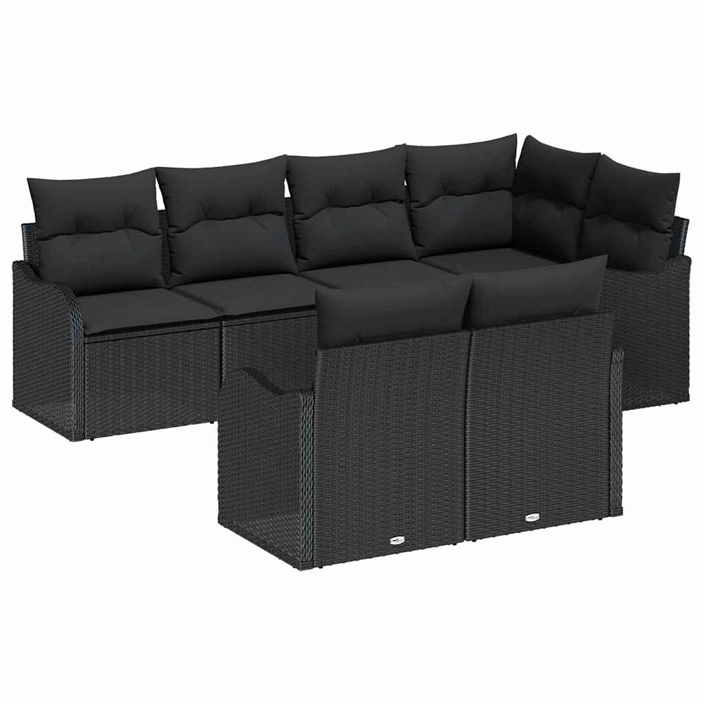Gartensofa-set Schwarz Poly-Rattan