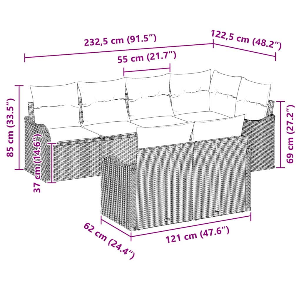 Gartensofa-set Schwarz Poly-Rattan