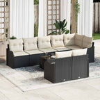 Gartensofa-set Schwarz Poly-Rattan