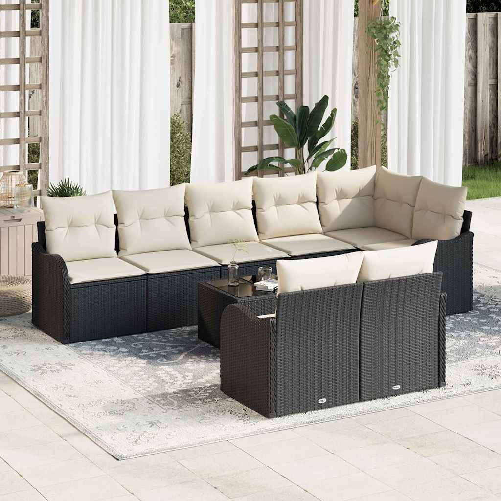 Gartensofa-set Schwarz Poly-Rattan