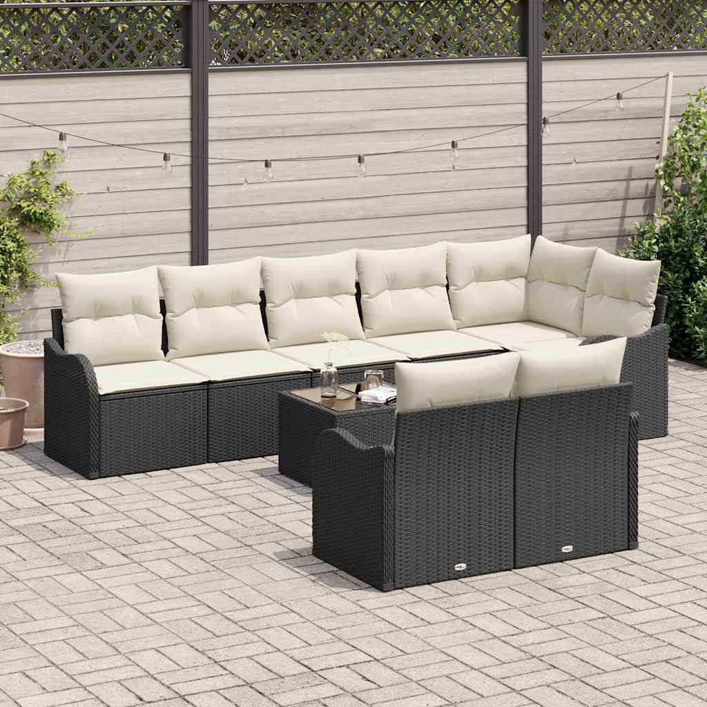 Gartensofa-set Schwarz Poly-Rattan