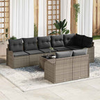 Gartensofa-set 9 pcs Grau Poly-Rattan