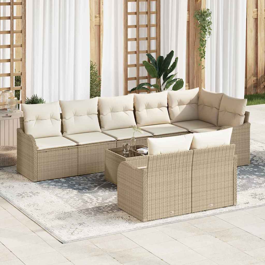Gartensofa-set 9 pcs Beige Poly-Rattan