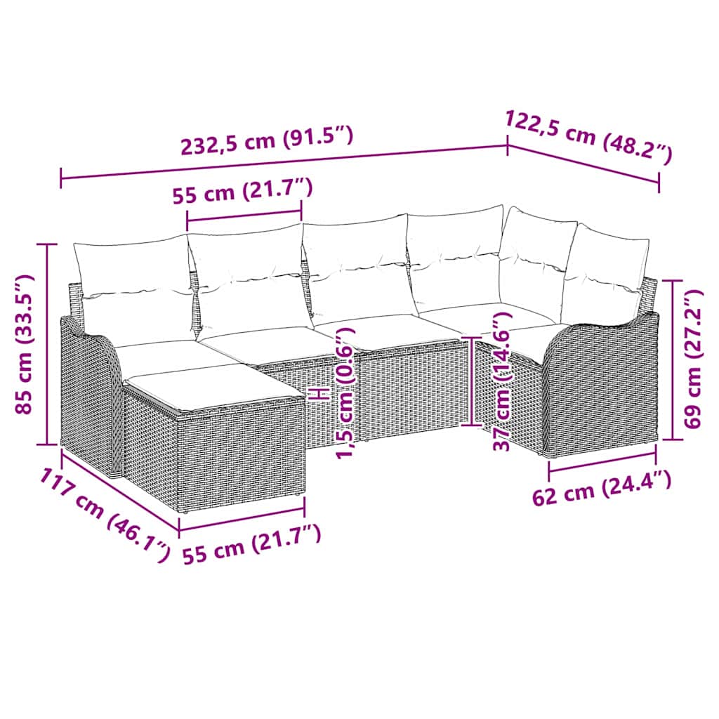 Gartensofa-set Braun Poly-Rattan