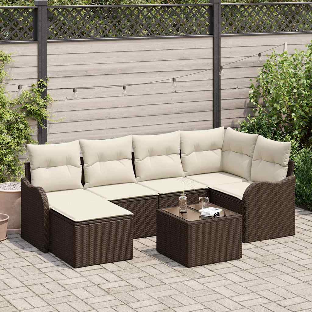 Gartensofa-set 7 pcs Braun Poly-Rattan