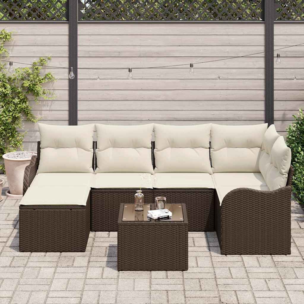 Gartensofa-set 7 pcs Braun Poly-Rattan