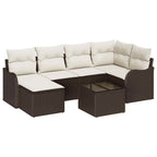 Gartensofa-set 7 pcs Braun Poly-Rattan