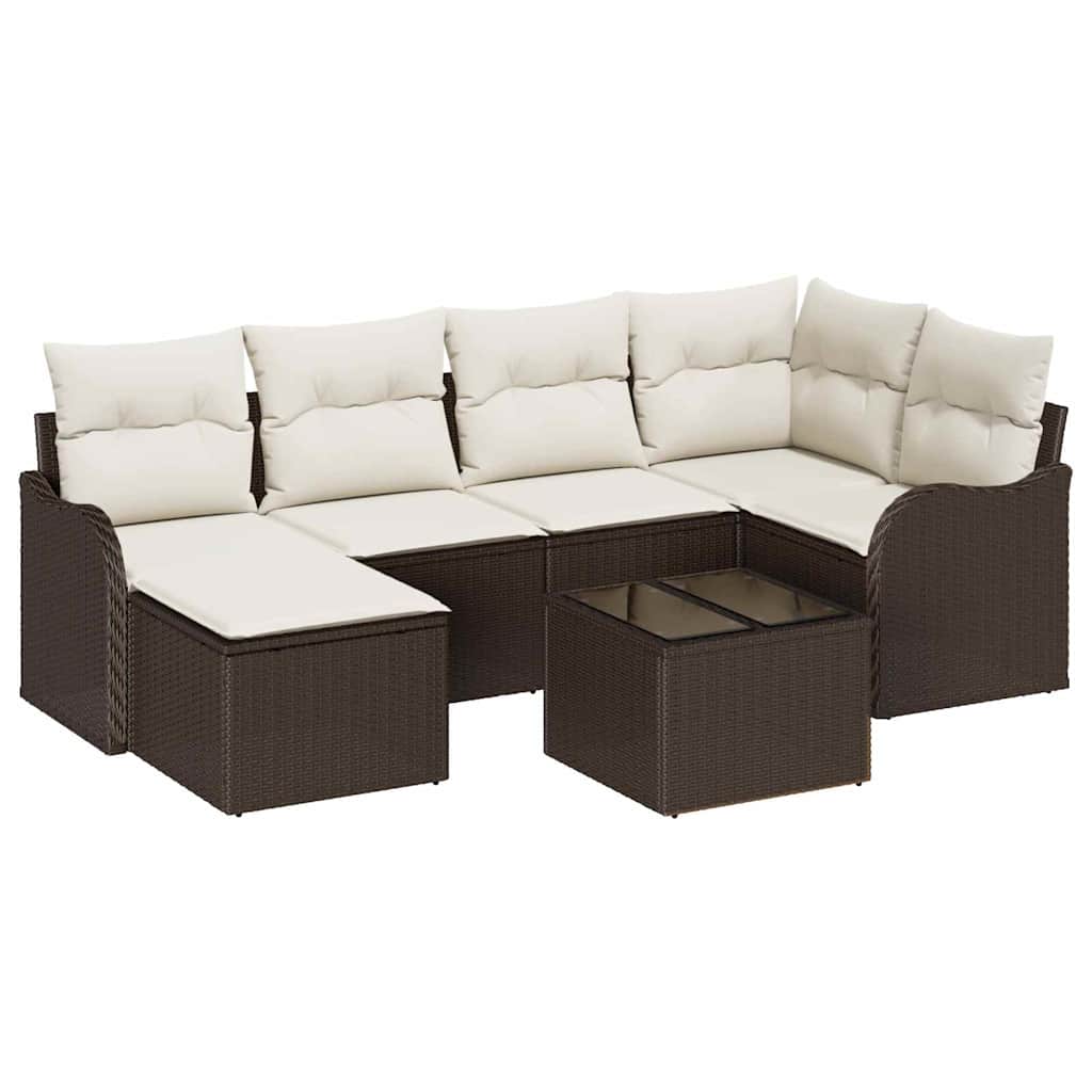 Gartensofa-set 7 pcs Braun Poly-Rattan