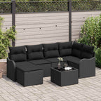Gartensofa-set Schwarz Poly-Rattan