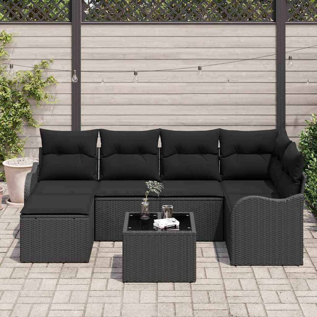Gartensofa-set Schwarz Poly-Rattan