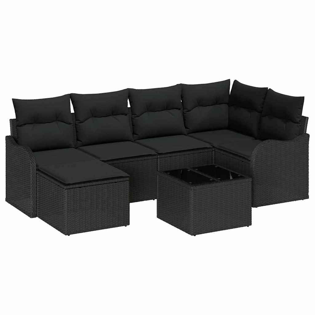 Gartensofa-set Schwarz Poly-Rattan