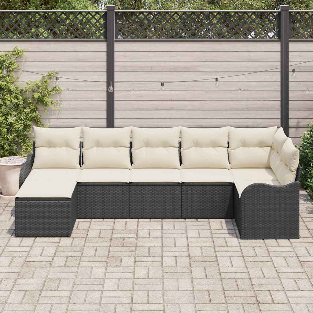 Gartensofa-set Schwarz Poly-Rattan