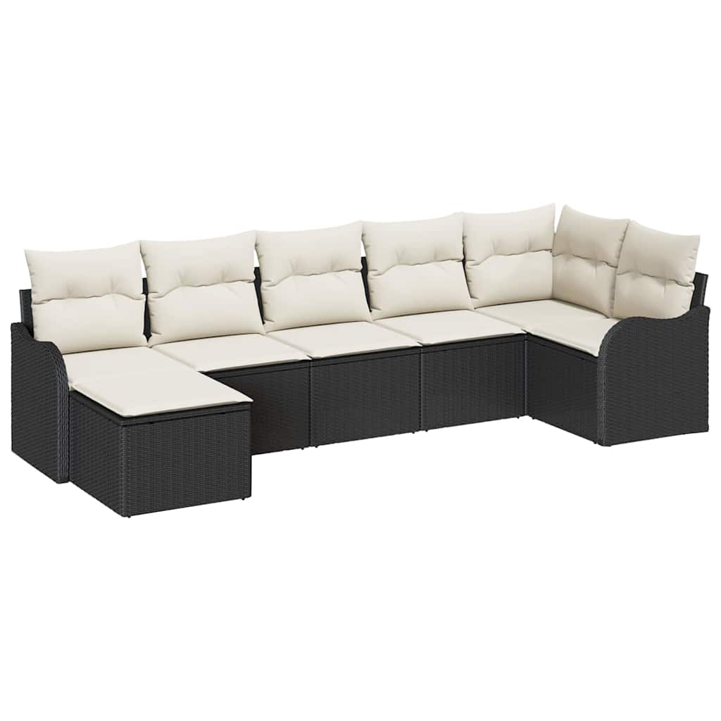 Gartensofa-set Schwarz Poly-Rattan