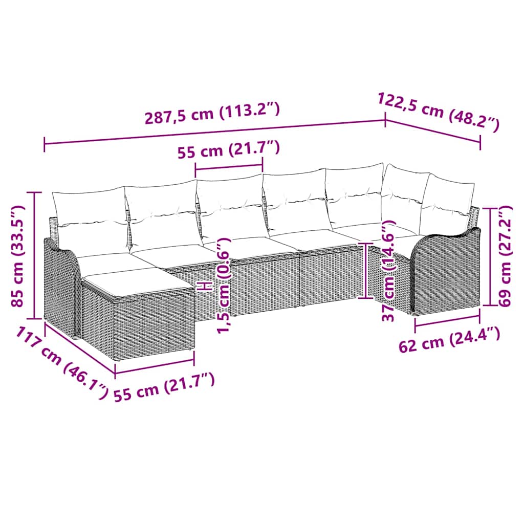 Gartensofa-set Braun Poly-Rattan