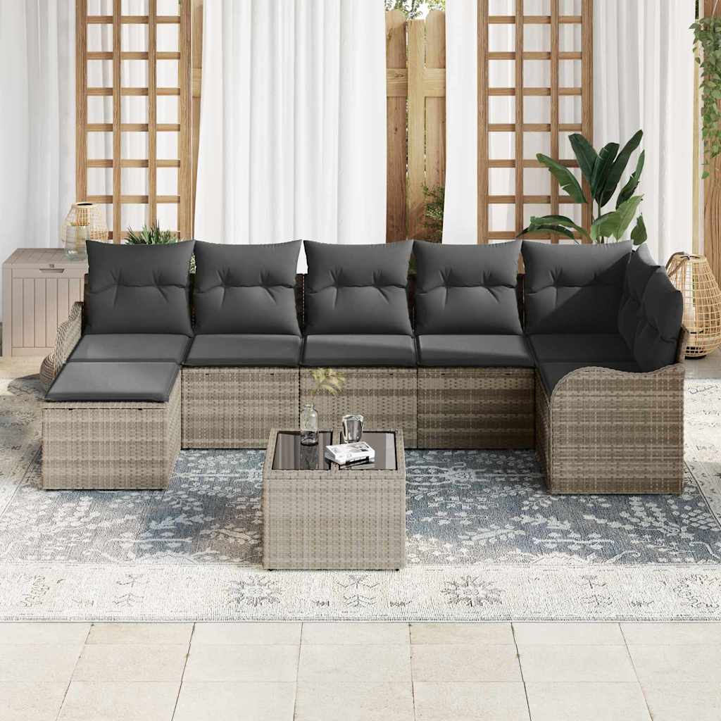 Gartensofa-set Hellgrau Poly-Rattan