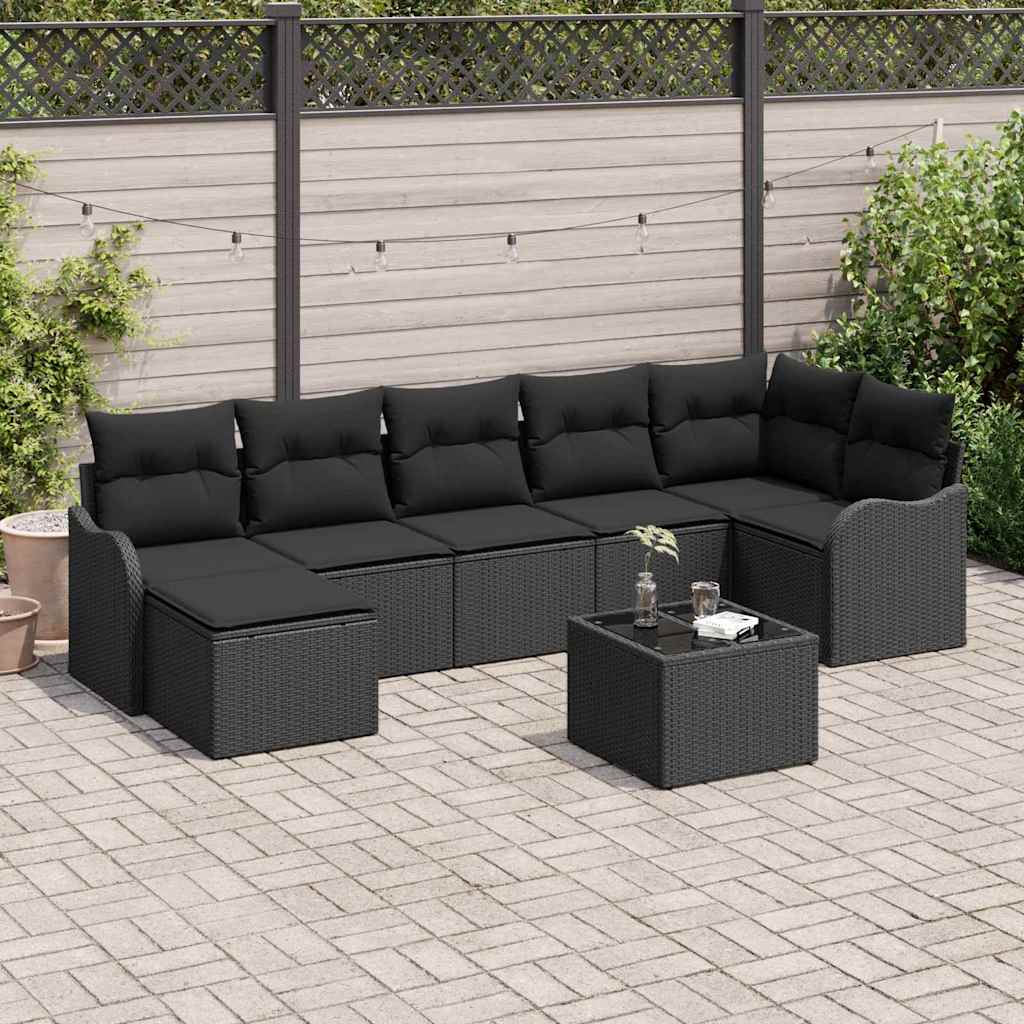 Gartensofa-set Schwarz Poly-Rattan
