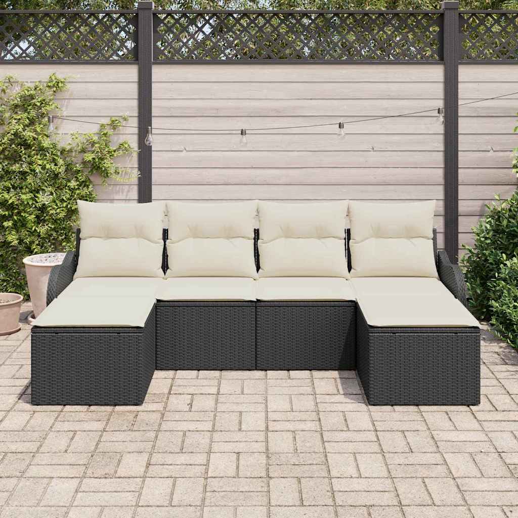 Gartensofa-set Schwarz Poly-Rattan