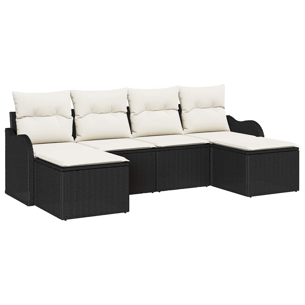 Gartensofa-set Schwarz Poly-Rattan