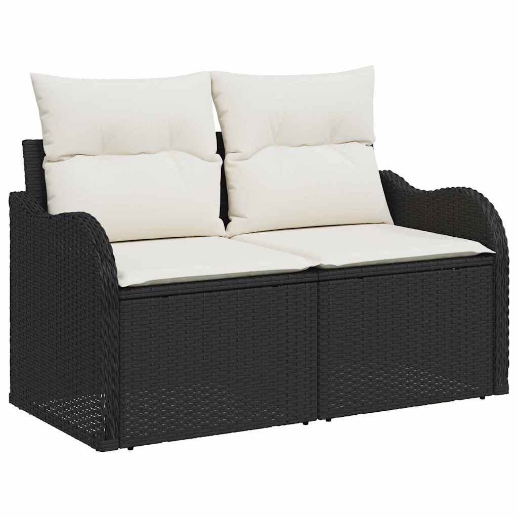 Gartensofa-set Schwarz Poly-Rattan