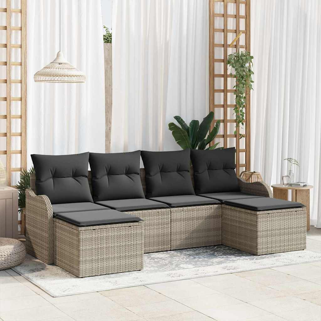 Gartensofa-set Hellgrau Poly-Rattan