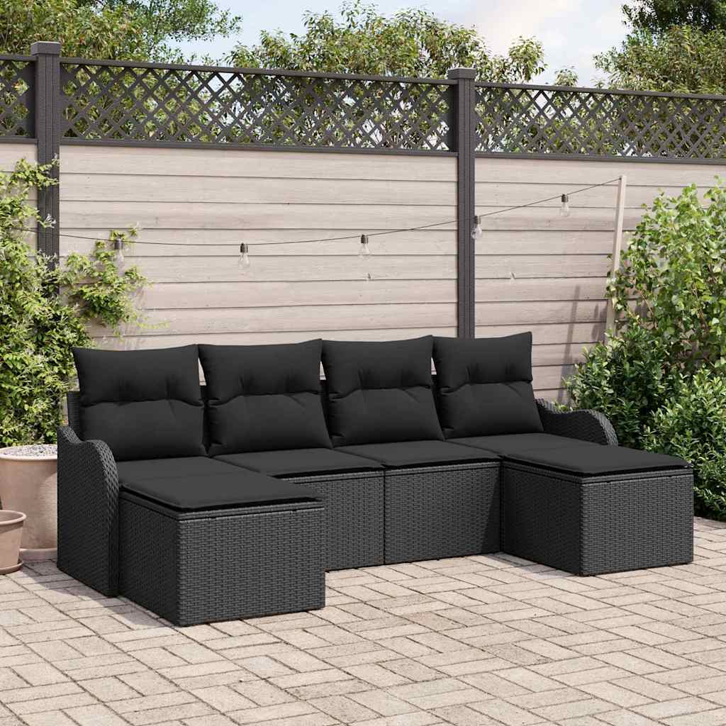 Gartensofa-set Schwarz Poly-Rattan