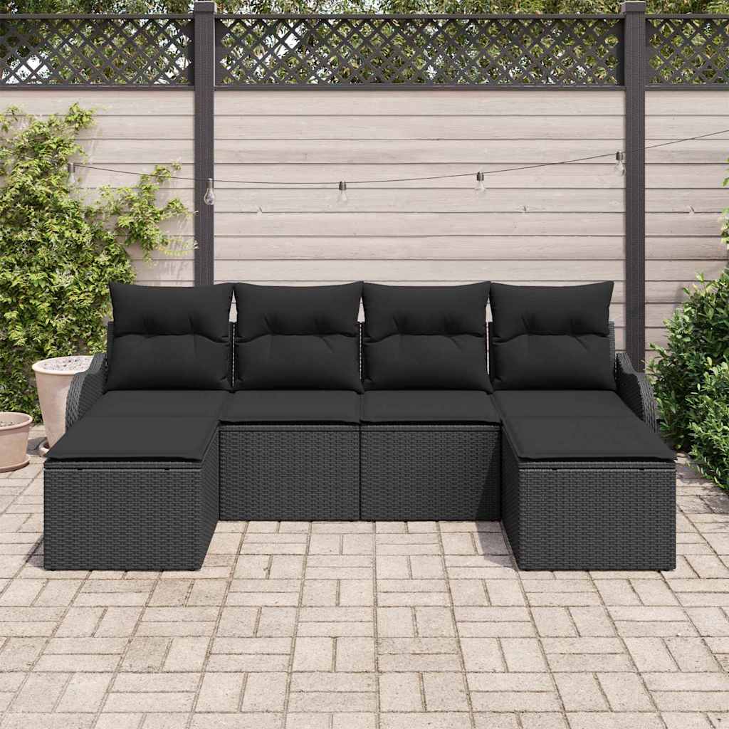 Gartensofa-set Schwarz Poly-Rattan