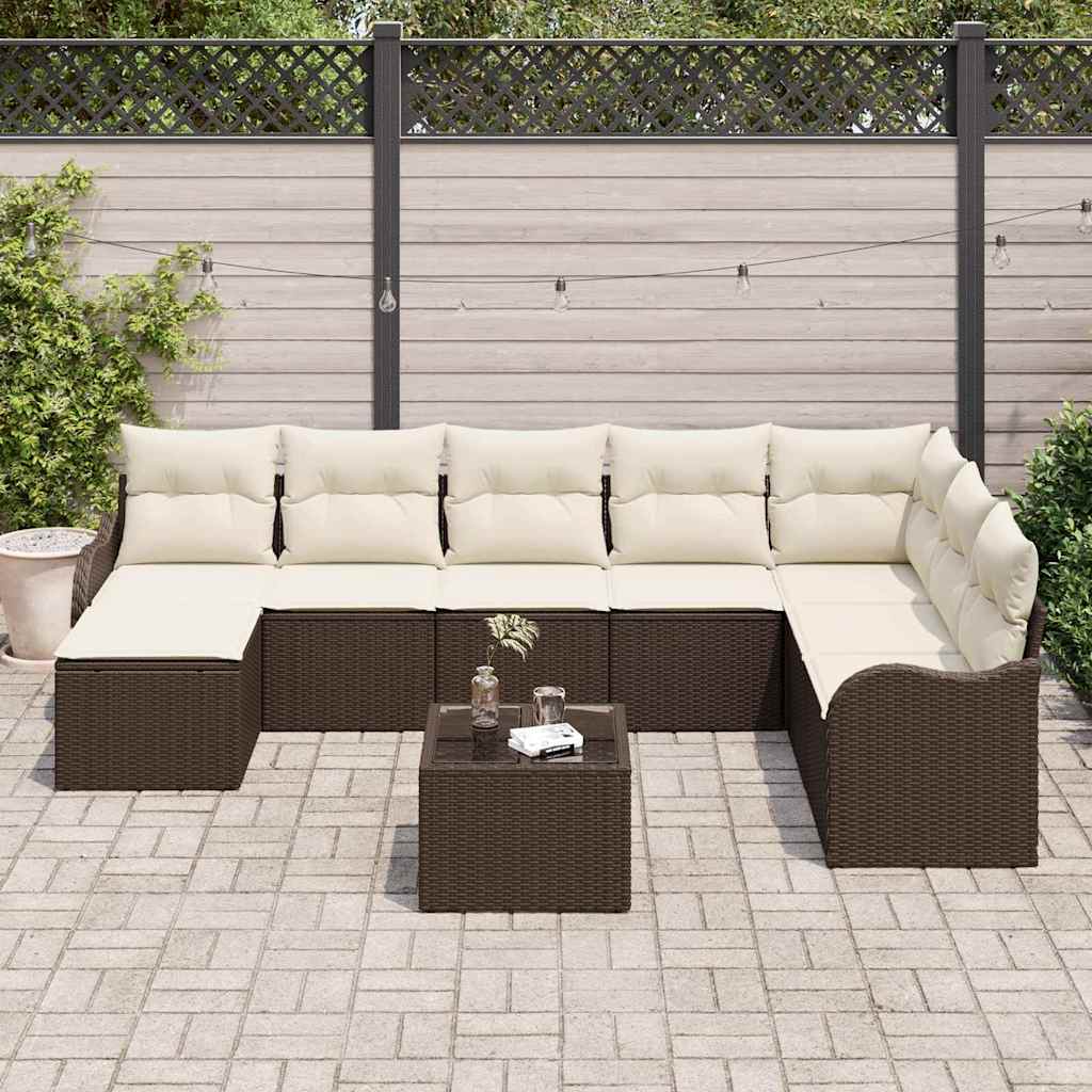 Gartensofa-set 9 pcs Braun Poly-Rattan