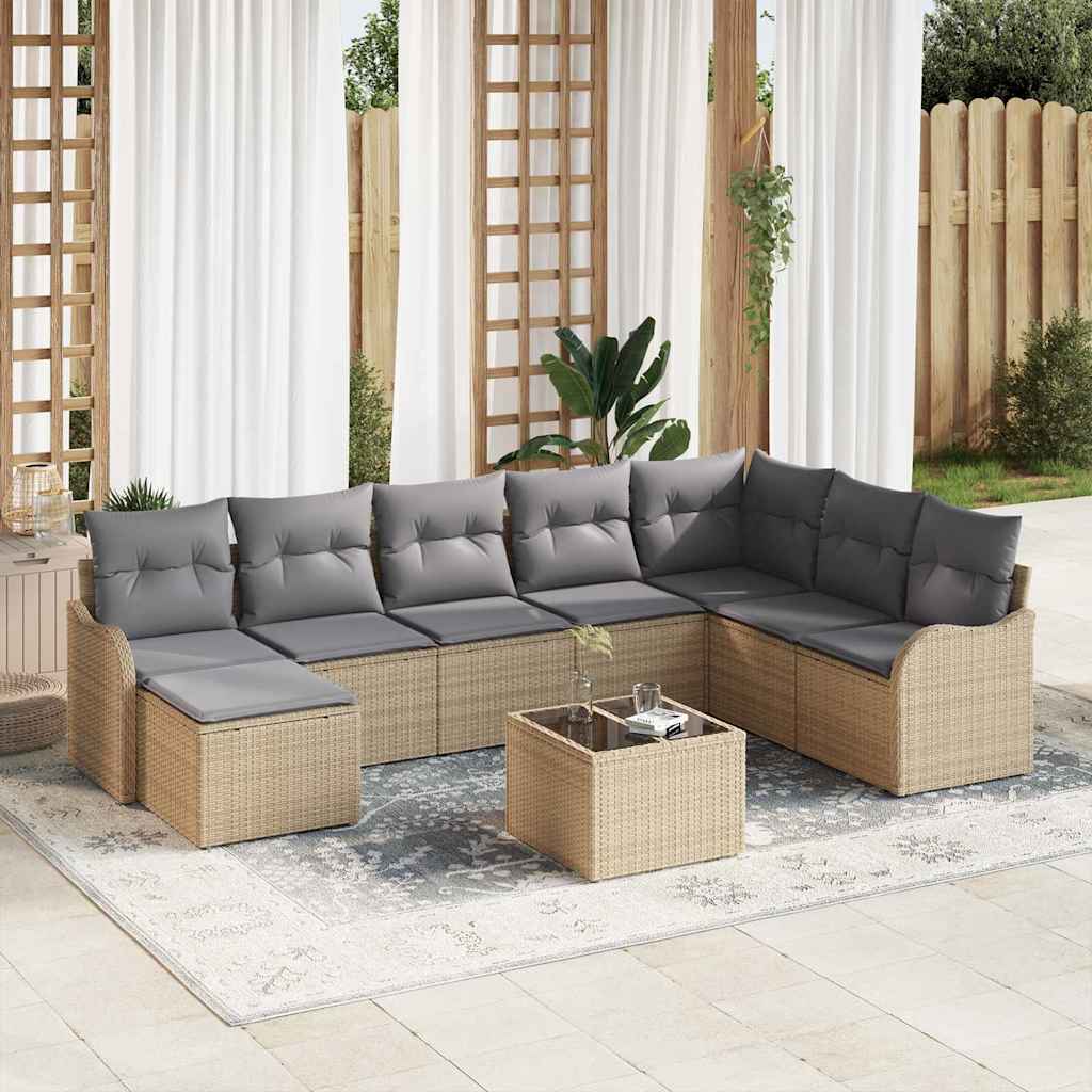 Gartensofa-set Beige Poly-Rattan