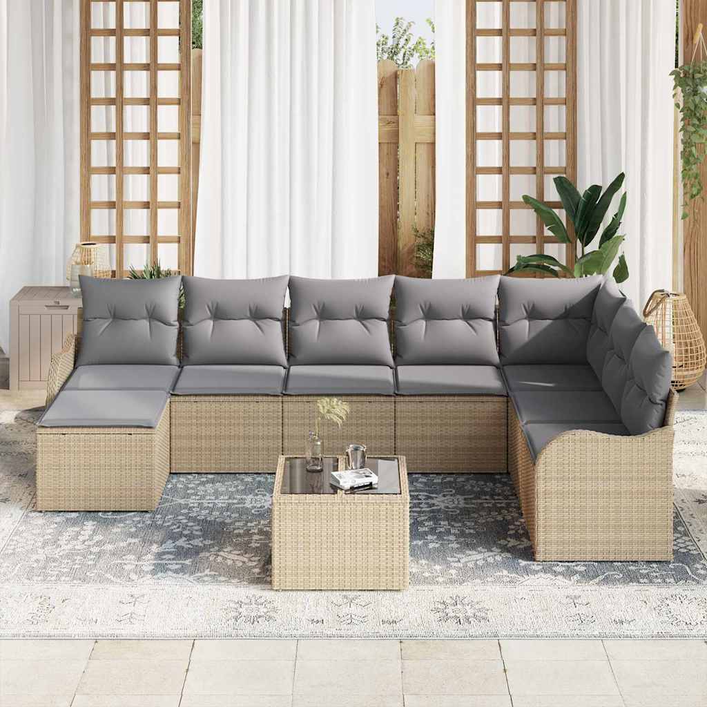 Gartensofa-set Beige Poly-Rattan